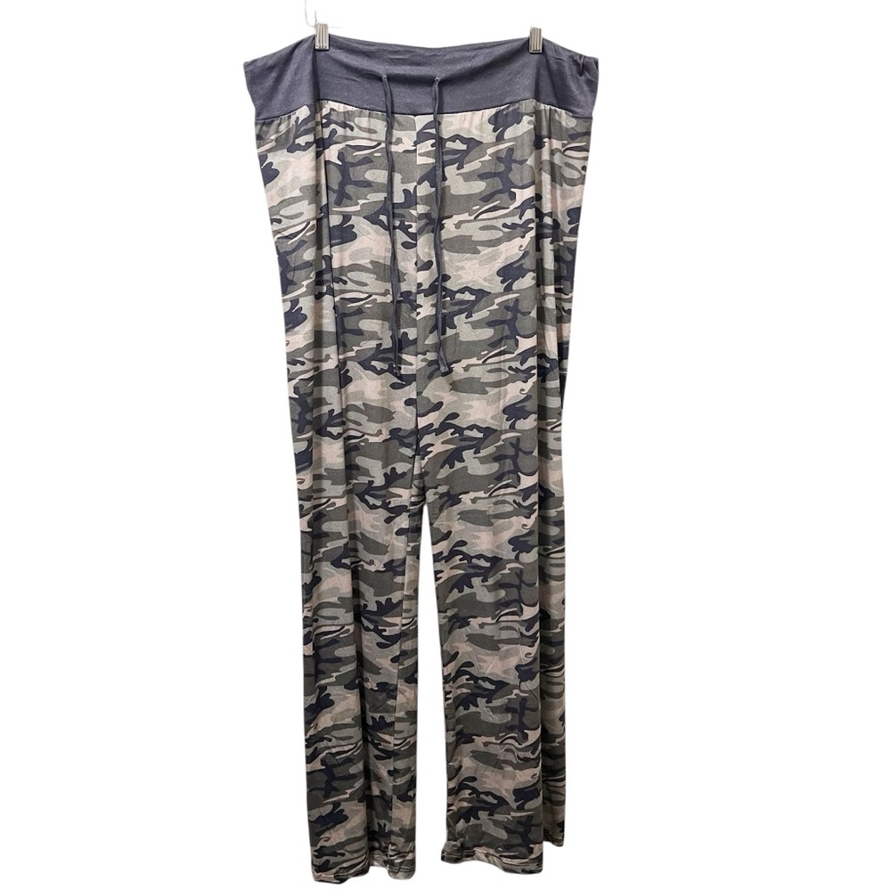 Green Camouflage Print Wide Leg Women's Just Love Flowy Lounge Pajama Pants